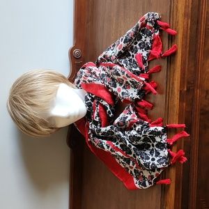 Krazy Kat, Women's, Scarf/Shawl, Black,Red& White, 73 X 26 1/2 in 2in Fringe